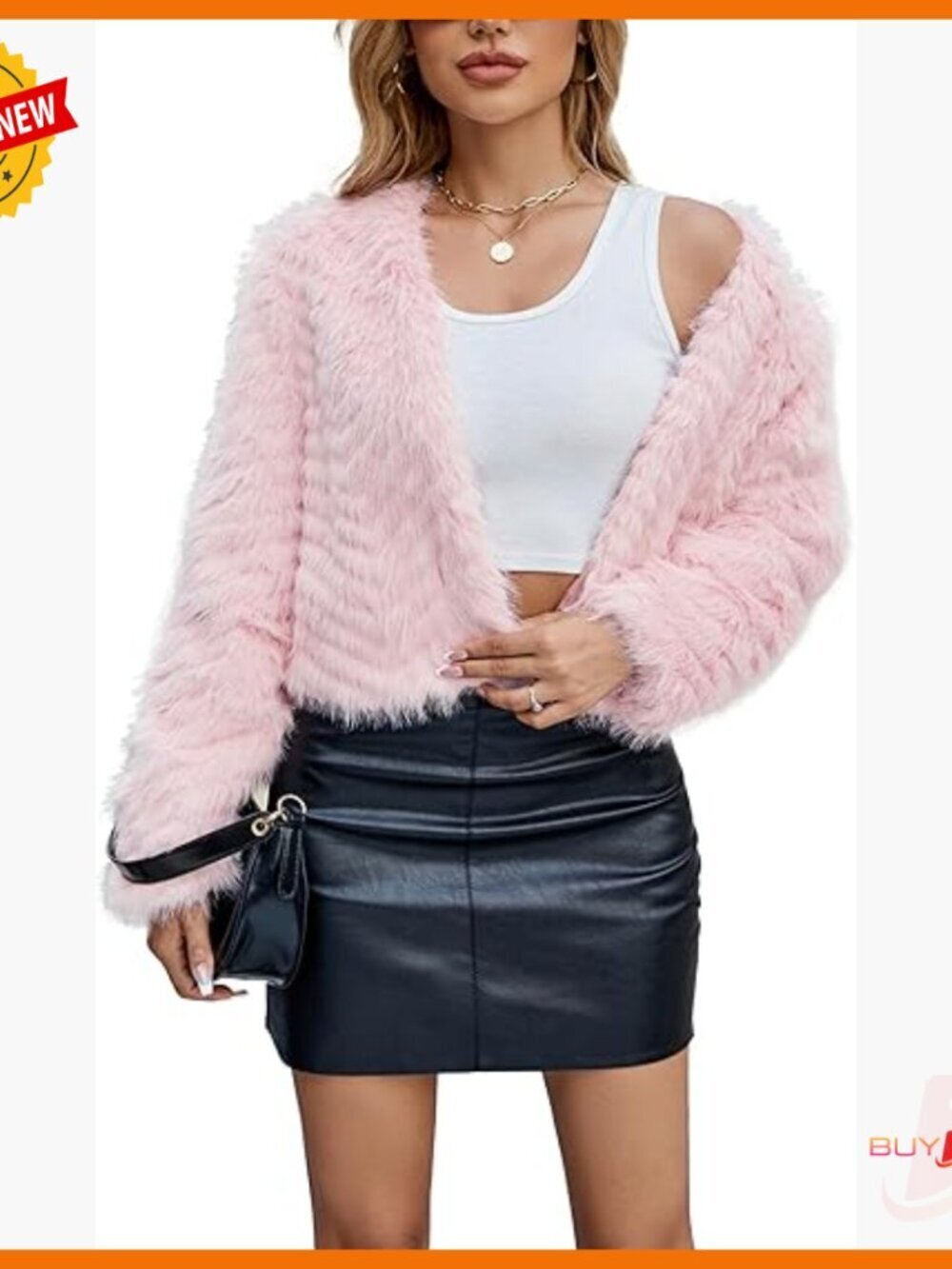 Faux Fur Cropped Jacket Long Sleeve Open Front Cardigan Warm Winter Coat